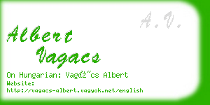 albert vagacs business card